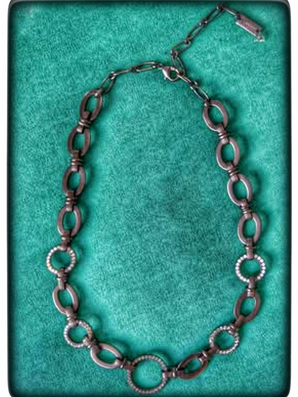 Mariana Silver and Rhodium Linked Circle Necklace